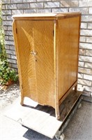 Antique Tigerwood Record Cabinet, Water Damage Top