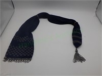 Rare crochet & beaded Miser's purse in blue/silver