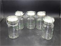 Lot of 5 VTG Wheaton USA jars w/wire glass lids