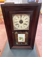 Antique Reverse Painting Clock with Key