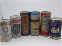 Lot of 6 vintage flat top beer cans Outside USA