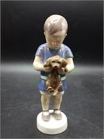 Bing & Grondahl Boy with Brown Puppy Figurine