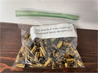 100-Count 9mm Brass - Cleaned & De-primed