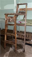 2 wood ladders