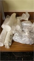 Styrofoam cups and plastic flatware