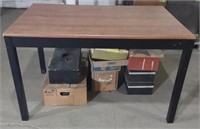 Wooden Top Metal Table 47.5" x 30" x 30" Tall