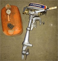 Boat Motor Outboard Evinrude 2-HP & Metal Gas Can