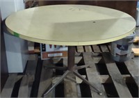 Round Wooden Table Yellow Laminate Top 48" x 29"