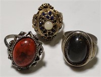 Lot Rings Clear Stone Red Marble Pearl w/ Blue