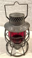Dietz Lantern with Red Glass Globe