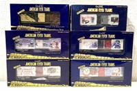 Lot of 6 Gilbert American Flyer Train Cars in boxe