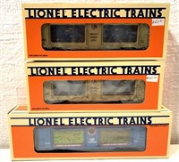 Lot of 3 Lionel Train Cars in boxes