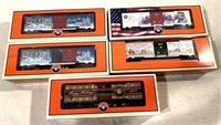 Lot of 5 Lionel Train Cars in boxes