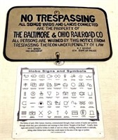 lot of 2 B&O No Trespassing sign & Hobo Sign