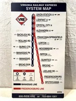 Virginia Railway System Map Aluminum Sign