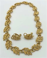 NAPIER Satin Gold Leaf Necklace & Earrings Set