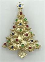Vintage GERRY'S Enamel Christmas Tree Gold Tone