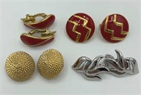 Lot of 4 Vintage Trifari & Monet Clip Earrings