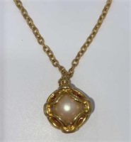 JOAN RIVERS Faux Caged Pearl Pendant & 30”