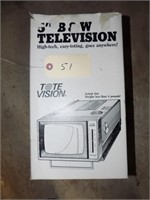 New in box Black and White TV portible