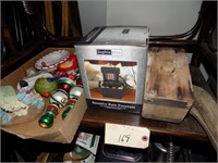 contents of shelf Christmas ornaments