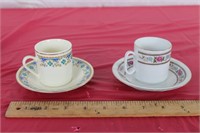 2 Demi Tasse Tea Cups & Saucers