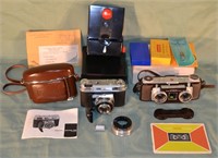 2 Kodak cameras: Retina IIIC and Stereo; assorted