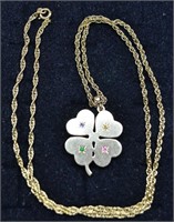14kt gold 22" chain and shamrock pendant set with