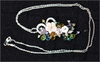 14kt gold 18" necklace & floriform pendant set w/