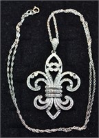 14kt gold and diamond Fleur de Lis pendant w/ 20"
