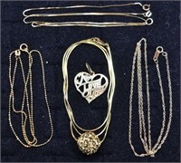 14kt gold lot: 18" chain w/ ball, 3 other chains a