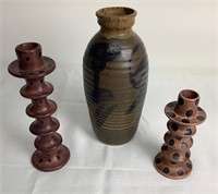 Pottery Vase & Besmo Kenya Candlesticks