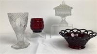 Red & Clear Glass Pieces