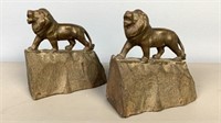 Pair of Bronze Lion Book Ends, Very Heavy