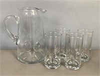 Glass Pitcher and 4 Glasses