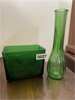 Napco green planter and green vase