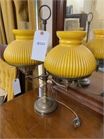 brass lamp w/ 2 glass shades vintage
