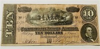 1864 $10 Bill Confederate States of America