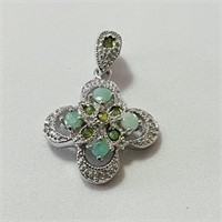 1.35ctw Emerald Sterling Silver Pendant