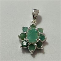 2.75crw Emerald Cluster Pendant