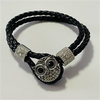 Magnolia and Vine-Owl Snap Bracelet with Black