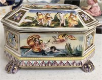 Footed Hand Painted Trinket Box