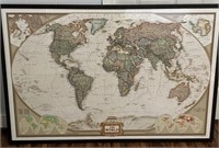 Large Framed Map of World