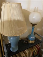 2 vintage blue lamps