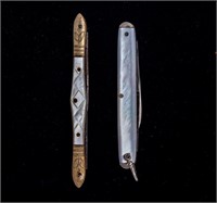 Lot of 2 Vintage/Antique Mother of Pearl Knives