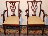 pair mahogany Craftique Chippendale arm chairs