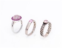 Jewelry 3 Sterling Silver & Stone Fashion Rings