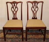 Pair mahogany Craftique Chippendale dining chairs