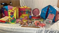 Barbie House , Small Dolls, Tent , Clothes