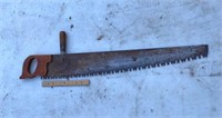 Antique 2 handle timber logging saw